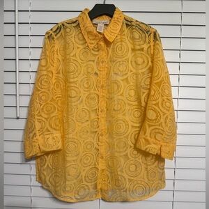Clothes sheer button up shirt size L